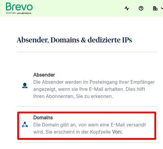 Brevo (ehemals Sendinblue) - wie du die Absender-Domain einstellst